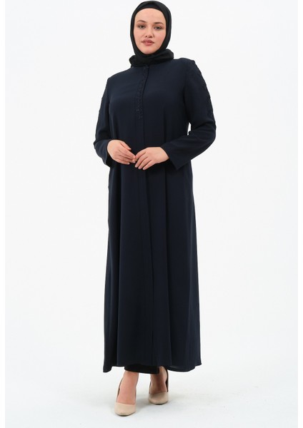 Doğay Kadın Büyük Beden Lüx Krep Kumaş Nakışlı Anne Ferace