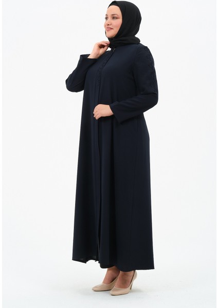 Doğay Kadın Büyük Beden Lüx Krep Kumaş Nakışlı Anne Ferace indirimleri