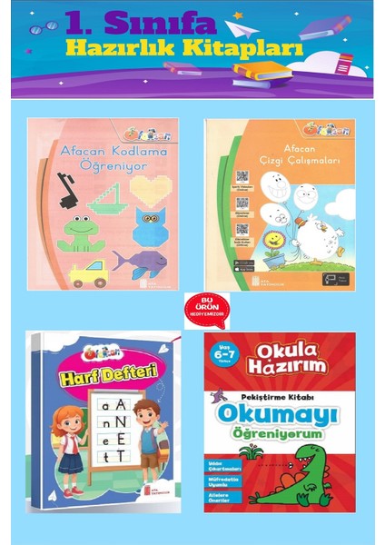 1.sınıfa Hazırlık Seti (Kodlama Öğreniyor+Çizgi Çalışmaları+Harf Defteri+Okumayı Öğreniyorum)