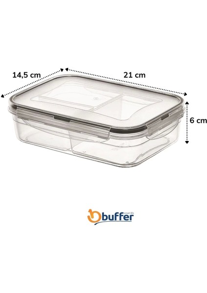 3 Bölmeli Kilitli Kapaklı 1 Litre Erzak Saklama Kabı LC-510
