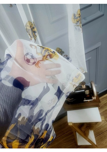 Fb Sarı Kanarya Fener Taraftar Sarı Lacivert 2kat Pileli Tül Perde modelleri