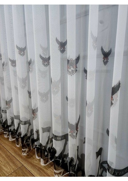 Bjk Karakartal Beşiktaş Taraftar Siyah Beyaz 2kat Pileli Tül Perde