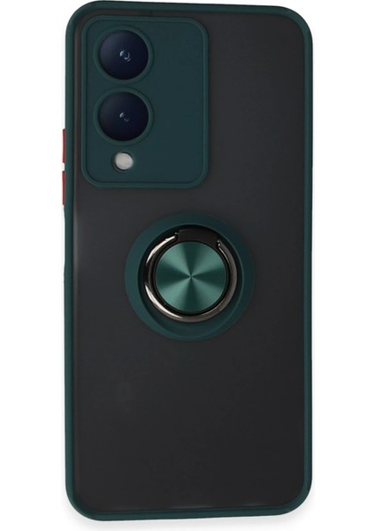 Vivo Y17S Kılıf Montreal Yüzüklü Silikon Kapak - Yeşil Bstmy