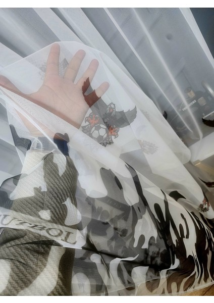 Bjk Karakartal Beşiktaş Taraftar Siyah Beyaz 2kat Pileli Tül Perde modelleri