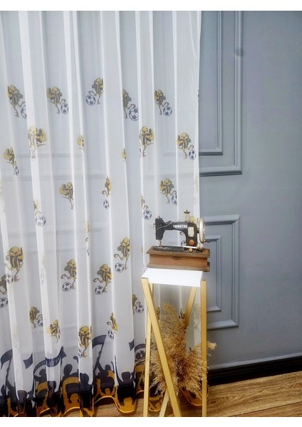 Fb Sarı Kanarya Fener Taraftar Sarı Lacivert 2kat Pileli Tül Perde fırsatları