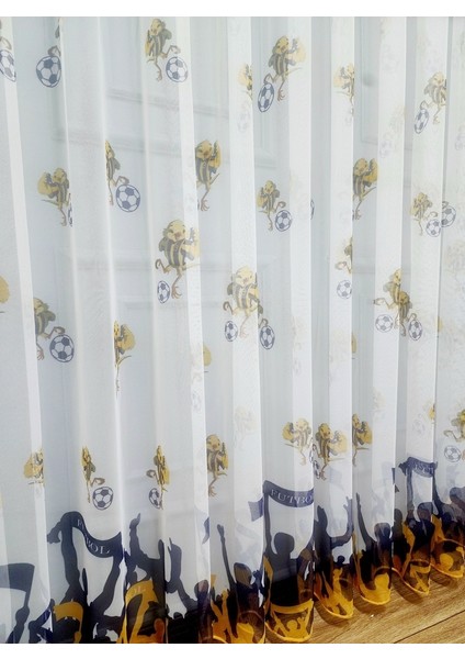 Fb Sarı Kanarya Fener Taraftar Sarı Lacivert 2kat Pileli Tül Perde