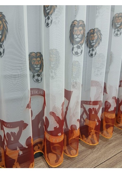Gs Ultraslan Cimbom Taraftar Sarı Kırmızı 3kat Pileli Tül Perde