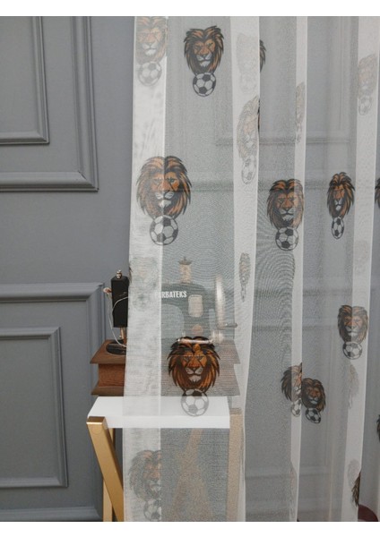 Gs Ultraslan Cimbom Taraftar Sarı Kırmızı 2kat Pileli Tül Perde