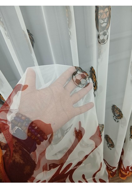 Gs Ultraslan Cimbom Taraftar Sarı Kırmızı 2kat Pileli Tül Perde fiyatları