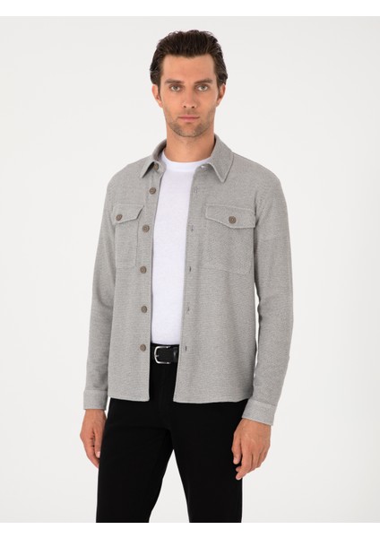 Erkek Gri Regular Fit Ceket Gömlek 50301594-VR024