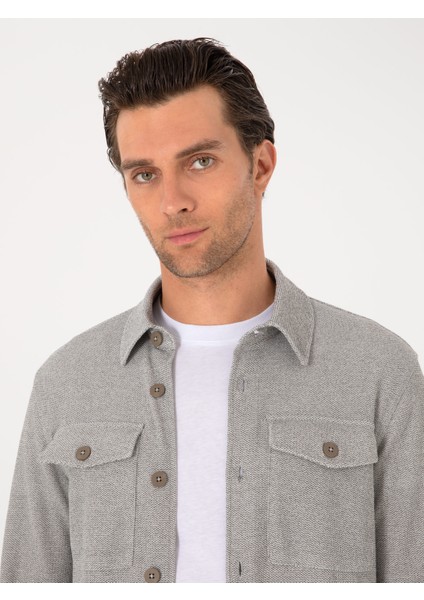 Erkek Gri Regular Fit Ceket Gömlek 50301594-VR024