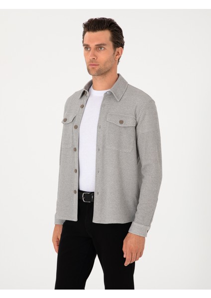 Erkek Gri Regular Fit Ceket Gömlek 50301594-VR024