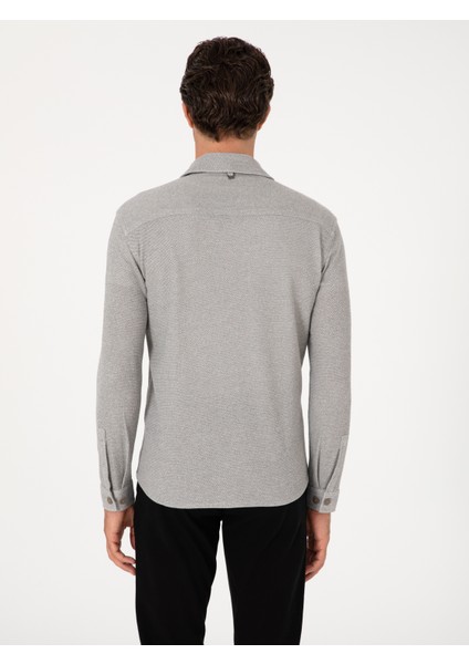Erkek Gri Regular Fit Ceket Gömlek 50301594-VR024
