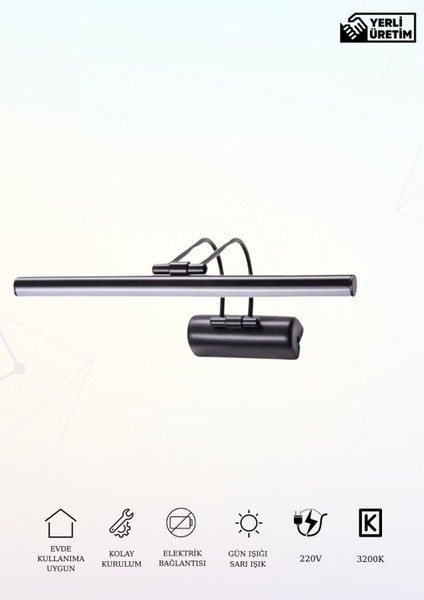 35 cm Siyah Kasa Gün Işığı, Elektrikli Banyo Ayna Tablo Aydınlatma Flüt Kuğu LED Aplik