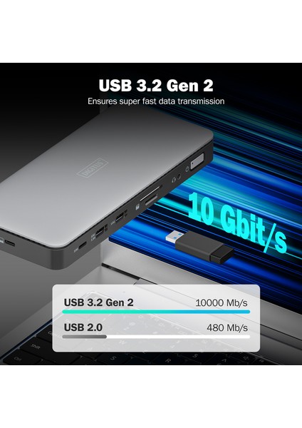 Dıgıtus Usb-C Docking Statio 3.2 Gen 2 Bağlantı Noktası (10 Gbit/s),11 Port