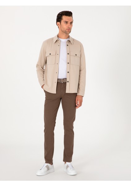 Erkek Bej Regular Fit %100 Pamuk Ceket Gömlek 50301290-VR011