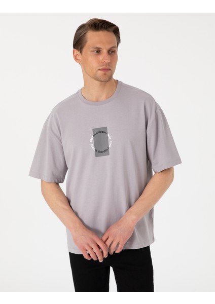 Erkek Gri Comfort Fit Bisiklet Yaka Tişört 50310155-VR024