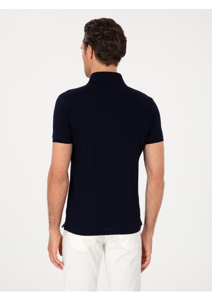 Erkek Lacivert Slim Fit %100 Pamuk Polo Yaka Basic T-shirt 50300934-VR033 indirimleri