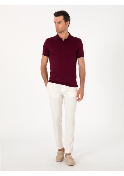 Erkek Bordo Slim Fit %100 Pamuk Polo Yaka T-shirt 50300721-VR014