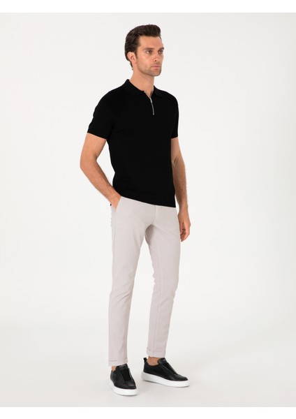 Erkek Siyah Slim Fit Fermuarlı Polo Yaka Triko T-shirt 50300797-VR046 fırsatları