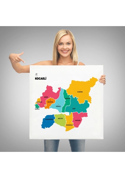 - Kocaeli Ili ve Ilçeler Haritası Dekoratif Kanvas Tablo 1400 modelleri