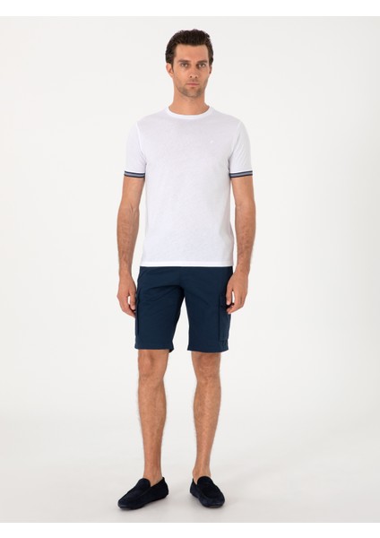 Erkek Beyaz Regular Fit %100 Pamuk Bisiklet Yaka T-shirt 50301318-VR013
