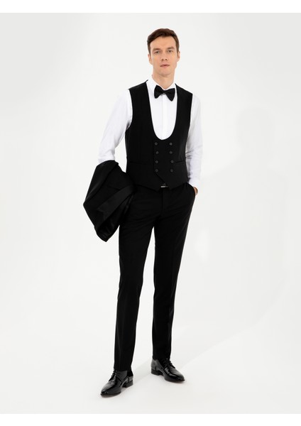 Erkek Siyah Slim Fit Yelekli Smokin Damatlık 50250848-VR046 modelleri