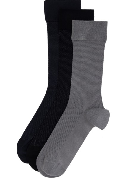 Erkek Erkek Bambu Karışımlı 3'lü Paket Gri Soket Basic Çorap 50308477-100