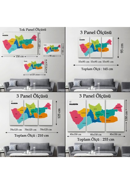 - Mardin Ili ve Ilçeler Haritası Dekoratif Kanvas Tablo 1415 indirimleri
