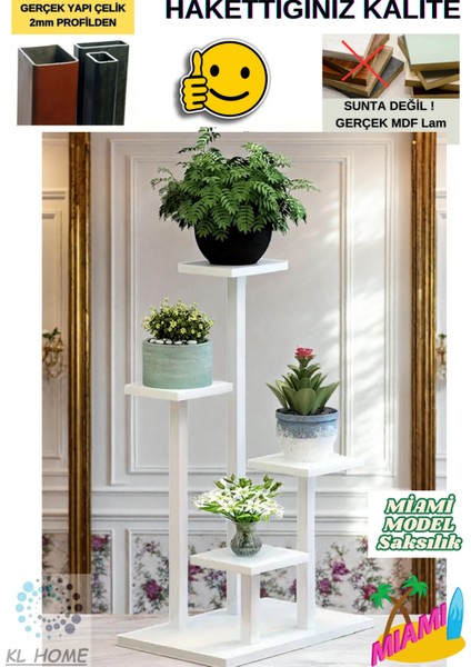 Miami Model Çok Katlı Metal Saksı Çiçek Bitki 4 Kat Standı (1 ADET FİYATI) Salon Oturma Balkon