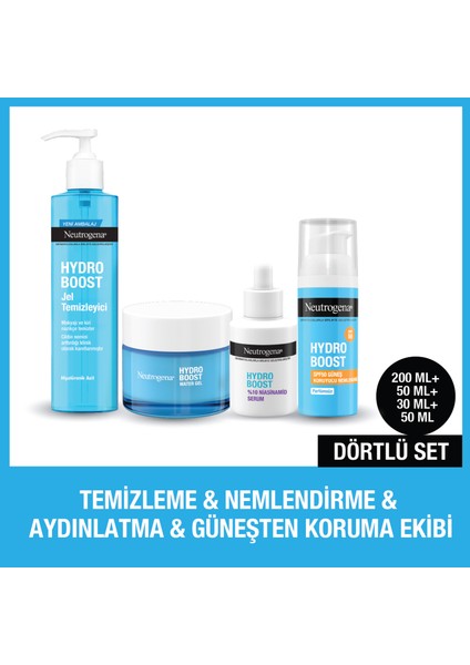 Hydro Boost Spf 50 Nemlendirici + Niasinamid Serum + Water Jel Temizleyici + Nemlendirici