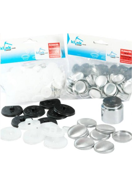 KLİNKSHOP 40 Boy Kumaş Kaplama Düğme Basma Için Kapsül - 25,5mm Düğme Yapımı Kapsülü indirimleri