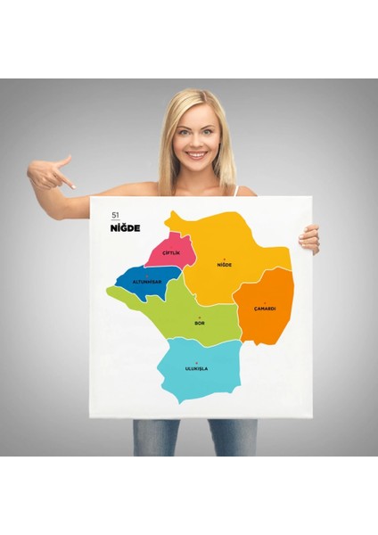 - Niğde Ili ve Ilçeler Haritası Dekoratif Kanvas Tablo 1430 modelleri