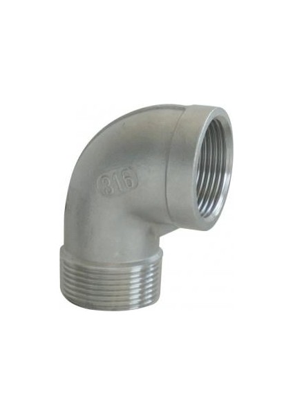 Kuyruklu Dirsek. Erkek-Dişi. Aısı 316 Paslanmaz Çelik. 1 1/2"