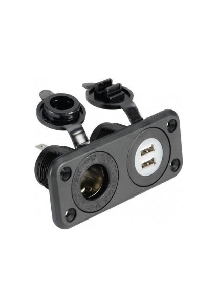Çiftli USB Soketi ve Çakmak Soketi 12/24V 5V USB Çıkış
