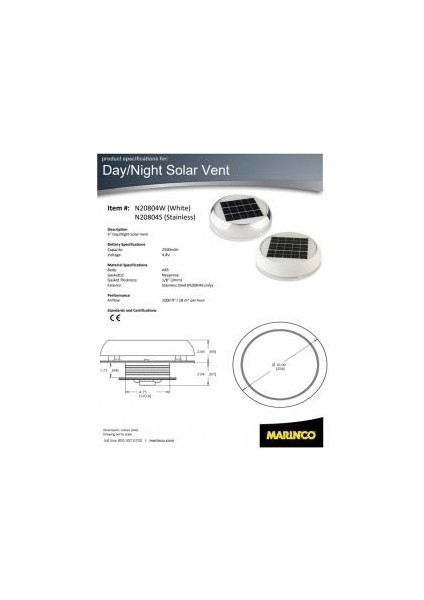 Nicro Day&night Solar Havalandırma 2500 Mah / 4.8V Dış Çap 254MM