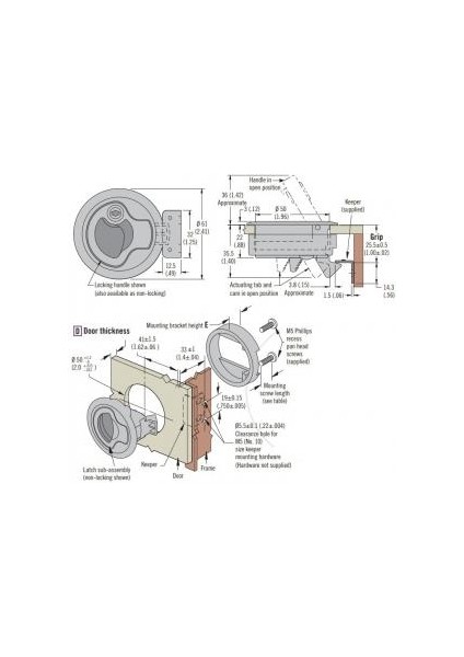 Southco Marine M1 Kulplu Kilit Anahtarlı Uygun Panel Kalınlığı 7-12MM Siyah Tip