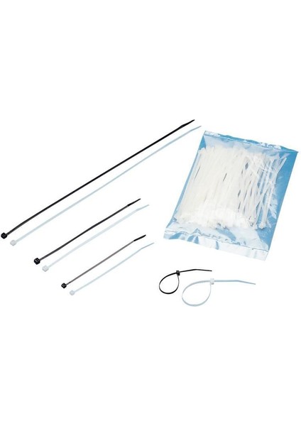 Plastic Ties 200X5MM Max D.51MM, 100 Pcs, Black