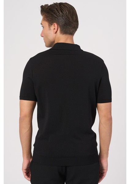 2025-Y 25280 Rayon O Yaka Düğm. Tshırt Siyah