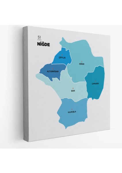 - Niğde Ili ve Ilçeler Haritası Dekoratif Kanvas Tablo 1432 fiyatları