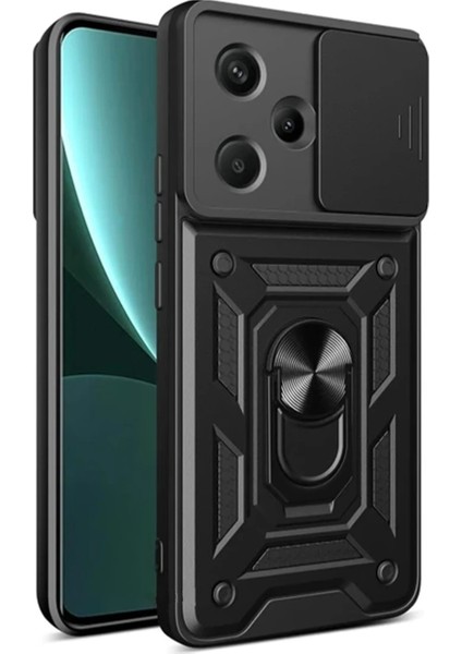 Xiaomi Redmi Note 13 Pro Plus Kılıf Pars Lens Yüzüklü Silikon - Siyah Bstmy