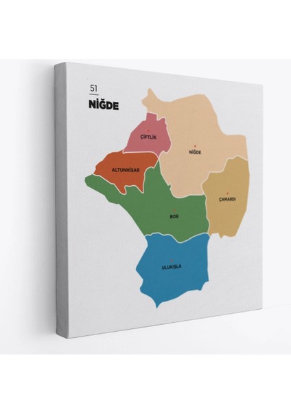 - Niğde Ili ve Ilçeler Haritası Dekoratif Kanvas Tablo 1431 fiyatları