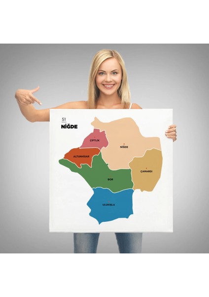 - Niğde Ili ve Ilçeler Haritası Dekoratif Kanvas Tablo 1431 modelleri