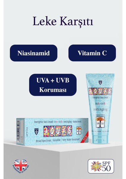 Güneş Kremi Spf 50 Uva+Uvb, 100 ml - Yeni Formül