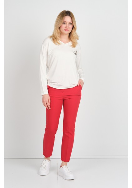 Kadın Uzun Kollu V Yaka Işleme Detaylı Bluz 4565 Ekru fiyatları