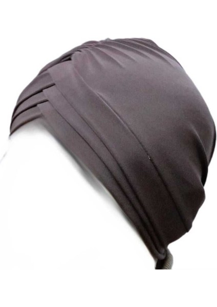 Üç Bantlı Bone, Kahverengi Dış Bone Hazır Hijab Tesettür Sandy Kumaş