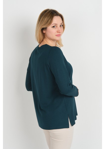 Kadın V Yaka Taş Işlemeli Uzun Kol Anne Bluz 5751 Yeşil fırsatları