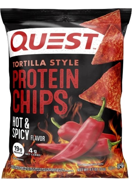 Quest Tortılla Style Proteın Chıps Hot & Spıcy Flavor 32 gr