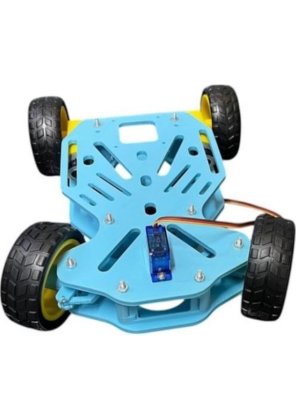 Arduino Uyumlu Ön Tekerleri Dönebilen 4WD Robot Araba Platform Kiti Seti Monte