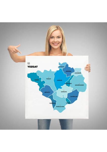 - Yozgat Ili ve Ilçeler Haritası Dekoratif Kanvas Tablo 1486 modelleri